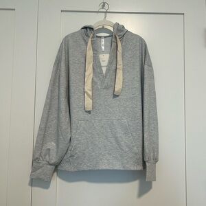 Fabletics Gray Hoodie with Cream Drawstrings